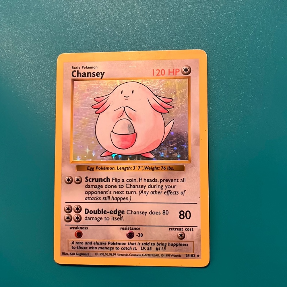 Pokémon Chansey Base Set 3/102 Holo Unlimited Holo Rare Lightly Played